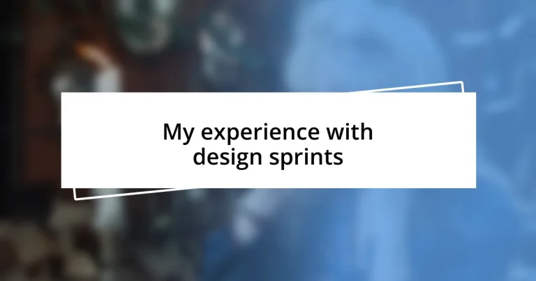 My experience with design sprints