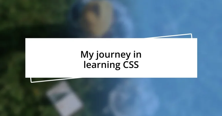 My journey in learning CSS