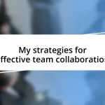 My strategies for effective team collaboration