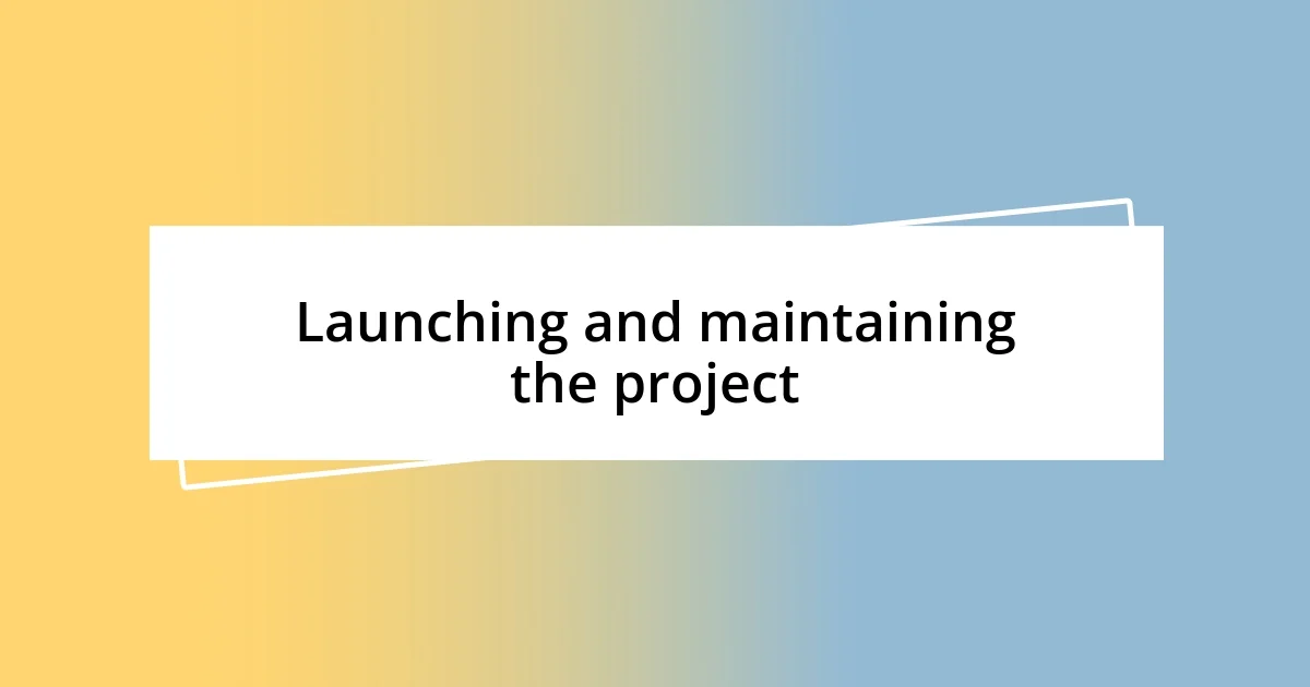 Launching and maintaining the project