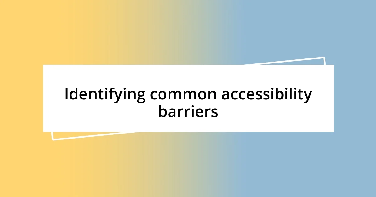 Identifying common accessibility barriers