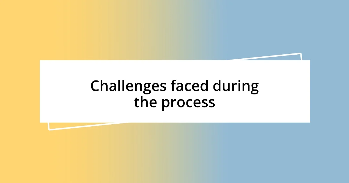 Challenges faced during the process