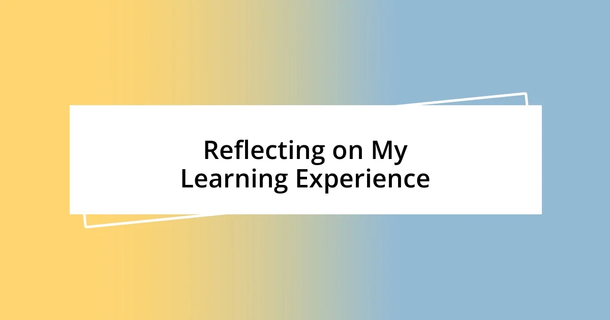 Reflecting on My Learning Experience