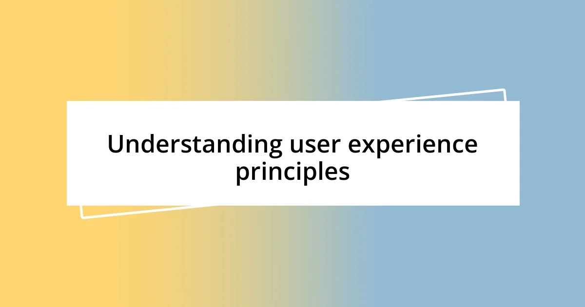 Understanding user experience principles