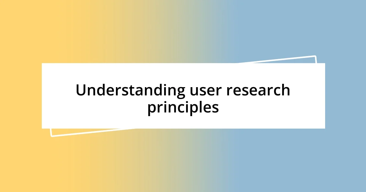 Understanding user research principles